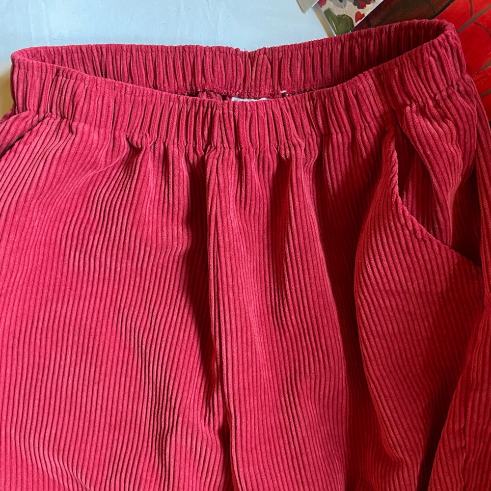 stretchy red corduroy pants!